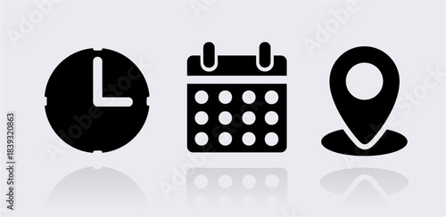 date time location place vector modern flat icon vector set