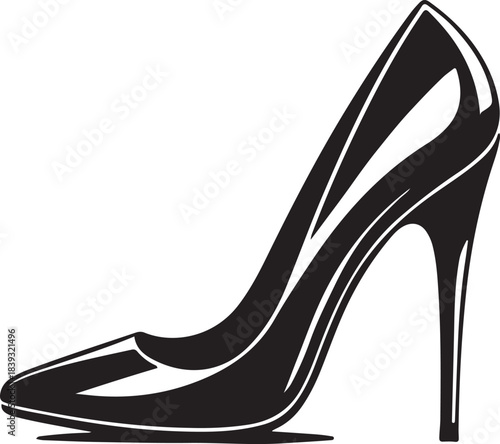 Glossy High Heel Shoe Outline Illustration
