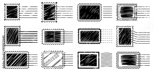 Vintage black postage stamps