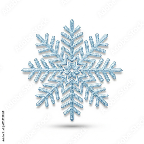 Detailed sparkling blue snowflake graphic with frosty texture and shimmering accents, perfect for winter themes, holiday decorations, and seasonal graphic design projects