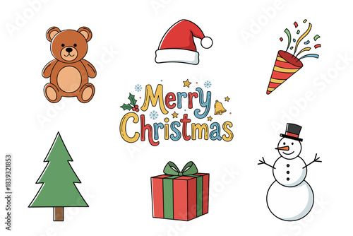 クリスマスのシンプルアイコンセット