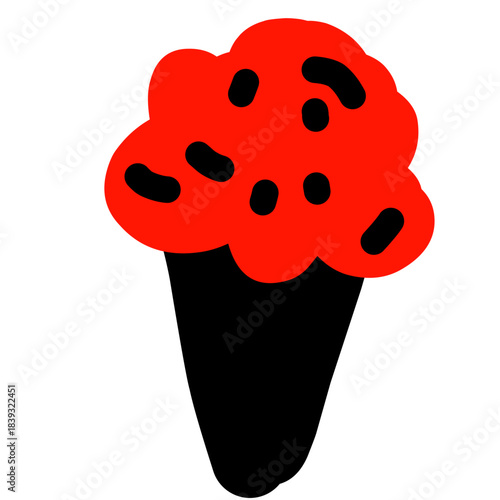 Hand Drawn Ice Cream Cone with Colorful Sprinkles