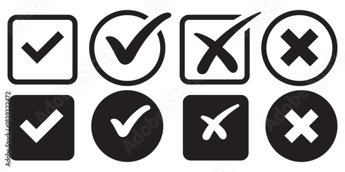 Tick and cross icon set, yes and no icon set