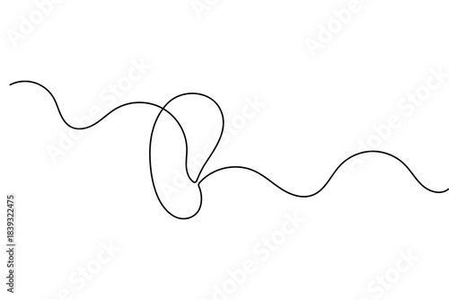 Continuous black line art creating an abstract knot-like shape