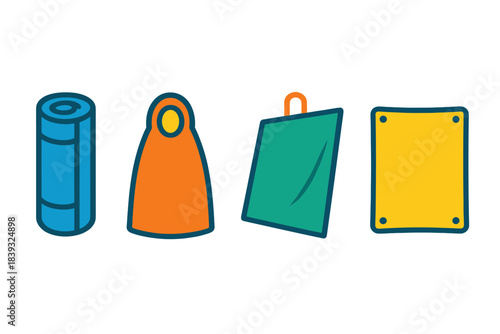 Crisis Shelter Supplies. Crisis Shelter Supplies flat set: insulated mat pad, emergency bivy sack, wind-block tarp.