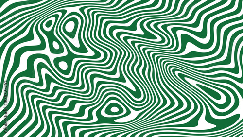 Abstract green and white wavy stripes creating a mesmerizing and organic pattern with a psychedelic feel