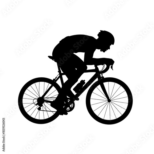 Dynamic silhouette of a cyclist speeding ahead, embodying fitness, determination, and the thrill of the ride for sports marketing and health campaigns.