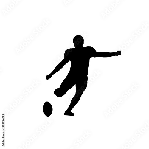 Dynamic silhouette of a football kicker poised for victory, capturing intense focus and athletic power for sports promotions and team spirit campaigns