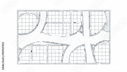 Abstract Architectural Floor Plan Layout Vector with Grid Lines
