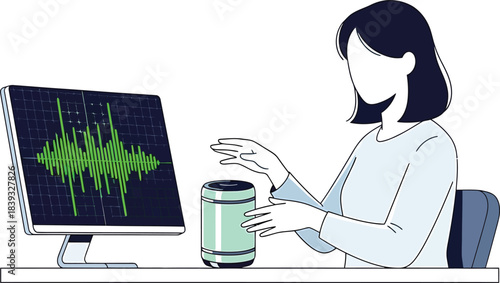 Woman calibrating robotic sensors