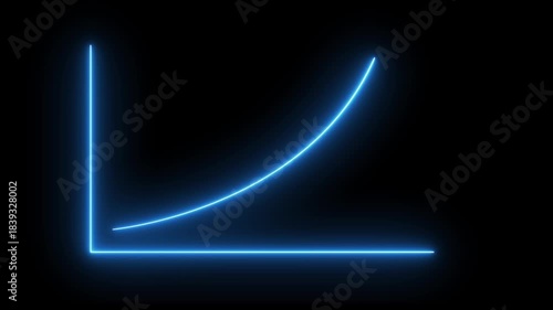 Neon business graph animation. Glowing neon arrow business graph icon animation on black background.