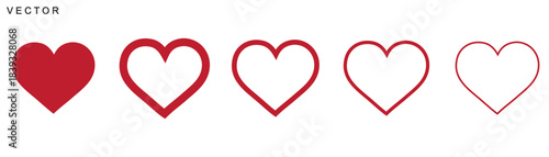 Heart vector icon set, Red heart vector design, love heart vector style symbol, logo heart vector sign