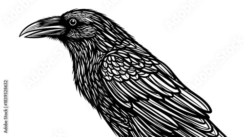 crow on a white background