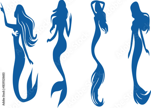 Stylish mermaid logo vector icon set perfect for aquatic brands, wellness spas, ocean-themed designs, and premium creative visuals.
