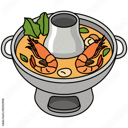 Illustration of Tom Yum Soup in Hot Pot