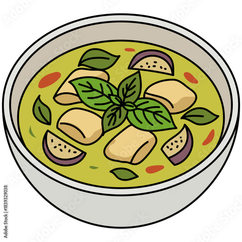 Illustration of Thai Green Curry Bowl
