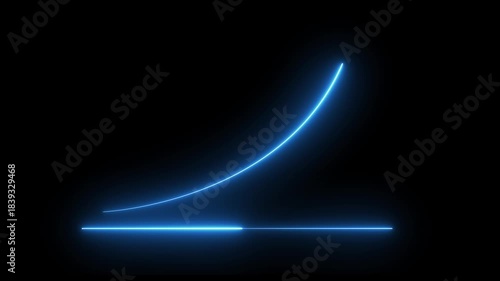 Neon business graph animation. Glowing neon arrow business graph icon animation on black background.