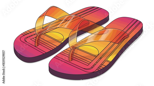 Retro Sunset Stripes Flip Flops with Transparent Straps Vector