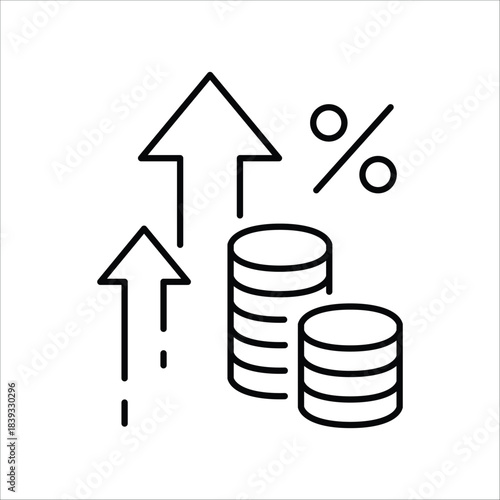 Inflation line icon. Money tax rate sign. Financial interest symbol. Quality design element. Linear style inflation icon. Editable stroke. Vector