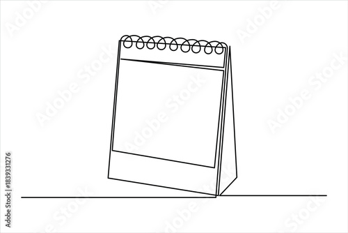 Table calendar continuous one line art drawing of design and happy new years icon vector illustration memorable moment