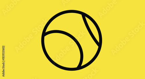 Minimalist Tennis Ball Outline Symbol on Vibrant Yellow Background