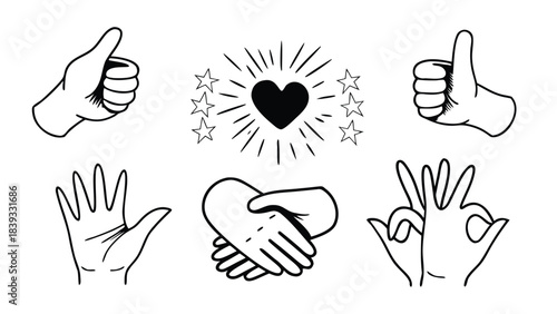 Positive Reaction Hand Gesture Icons