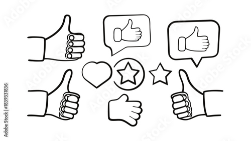  Thumbs Up Line Art Icons Set