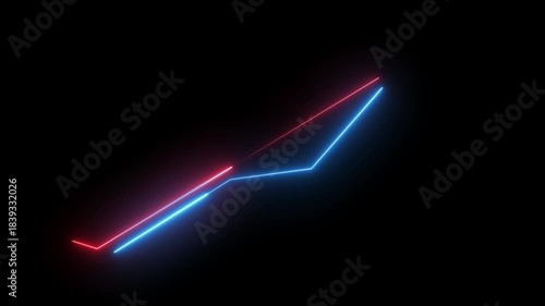 Neon business graph animation. Glowing neon arrow business graph icon animation on black background.