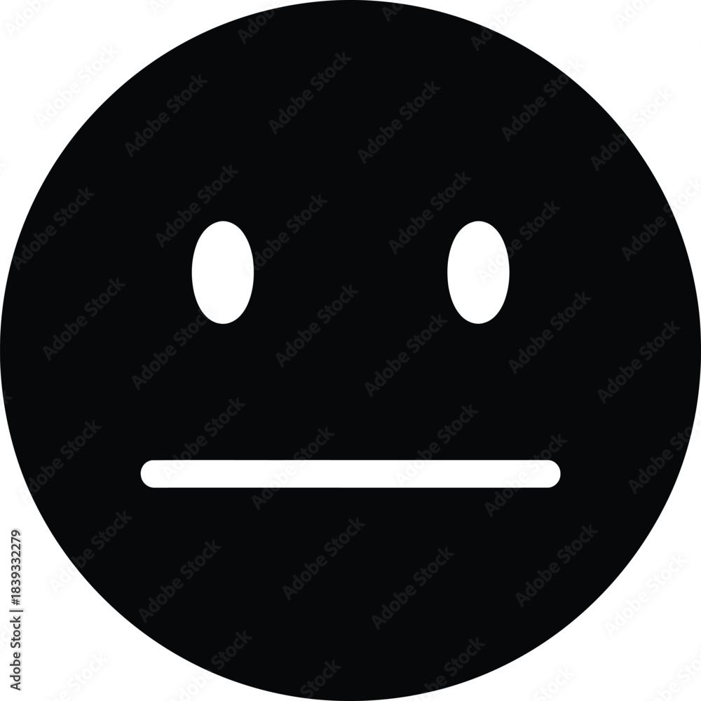 Fototapeta premium Minimalist black and white icon of a sad face