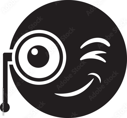 Winking eye icon playful design black and white