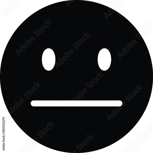 Minimalist black and white icon of a sad face