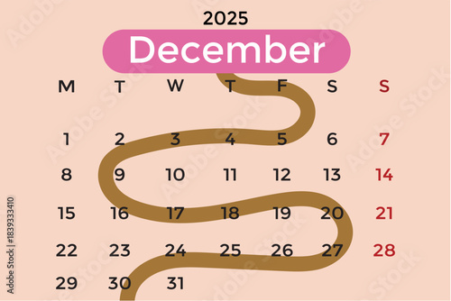 December 2025 calendar with orange background.December 1, 2025 calendar with orange background