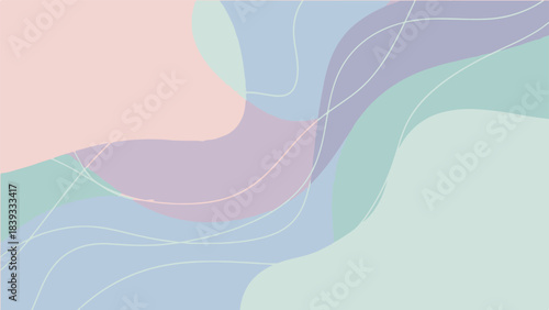 Soft Pastel Abstract Design with Fluid Organic Shapes and Delicate Lines