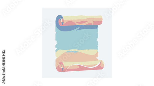 Abstract Vector Scroll Design with Muted Pastel Colors and Layered Details