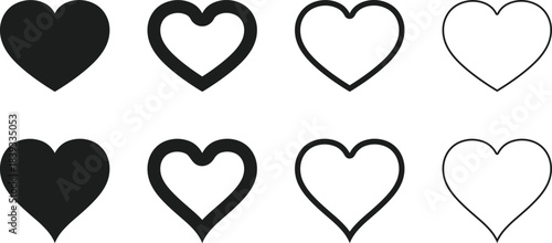 Heart Shape Vector Icon Set – Love and Romance Symbol Collection