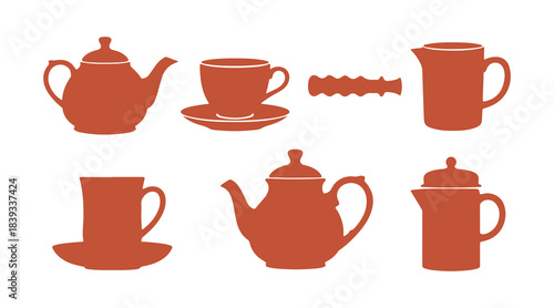 Illustrated set of tea time accessories
