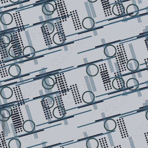 Abstract line shape geometric motif basic pattern continuous background. Oriental style tile modern lux fabric design textile swatch. 