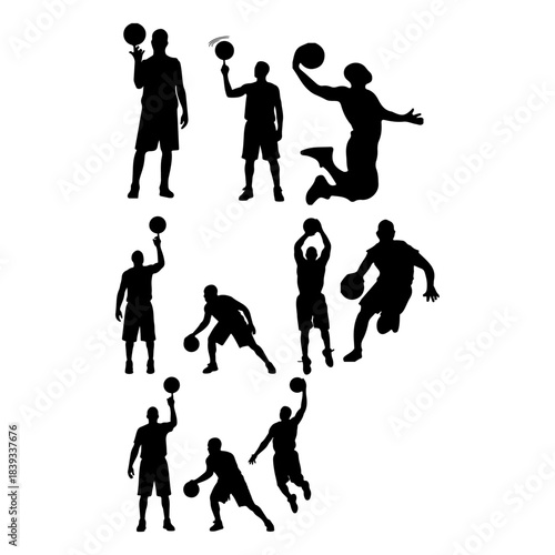 basket ball player silhouette set
