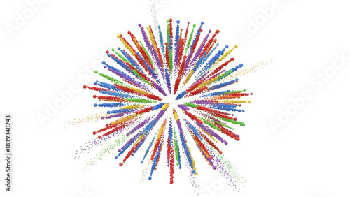 Fireworks burst against white background. Suitable for celebration, festive, new years, patriotic concepts. Perfect for marketing materials.