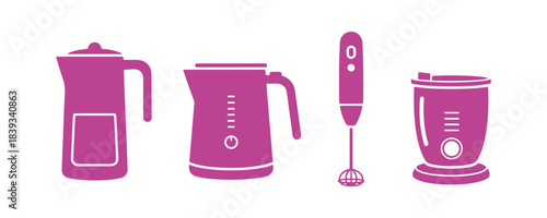 Milk frother icon in color. Outline design of a handheld cappuccino maker. A straightforward illustration of an electric mixer with a round whisk for preparing homemade coffee. Flat isolated vector