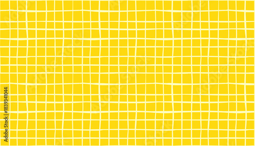 Seamless yellow Vichy check pattern with hand‑drawn textured grid. Vector checkered design, retro gingham style, abstract geometric background, vintage textile texture, fashion fabric illustration