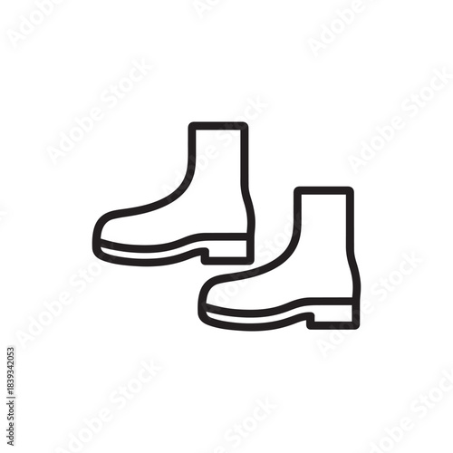  Minimal Boot Outline Icon with Thick Sole on White Background.