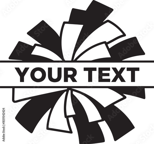 Cheerleading pom pom graphic with text banner