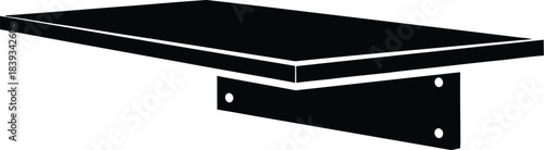 Minimalist wall-mounted shelf vector icon, floating table desk, contemporary furniture illustration