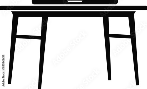 Classic wooden four-legged table vector icon, home office desk furniture, traditional silhouette