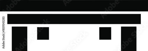 Low Rectangular Four-Leg Coffee Table Vector Silhouette, Stubby Base Furniture Icon, Minimal End Table, Black Isolated Graphic, Interior Design, EPS Element