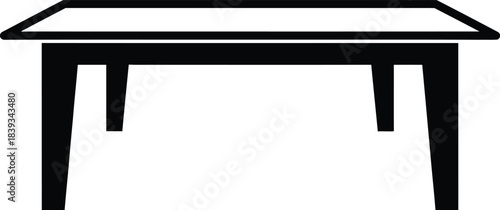 Minimalist rectangular table vector silhouette, simple furniture icon, basic desk symbol, dining graphic