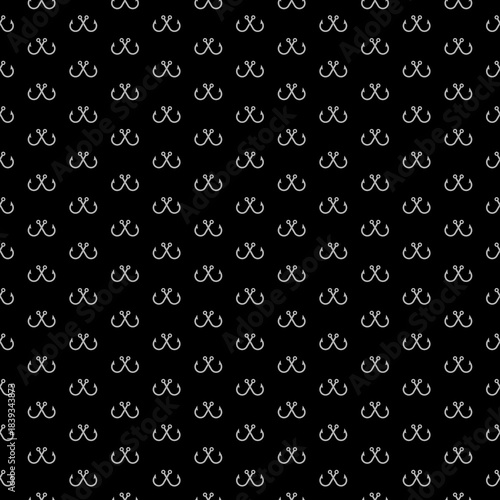 Fishing hook seamless pattern isolated on black background