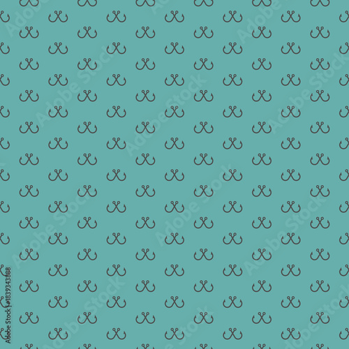 Fishing hook seamless pattern isolated on color background