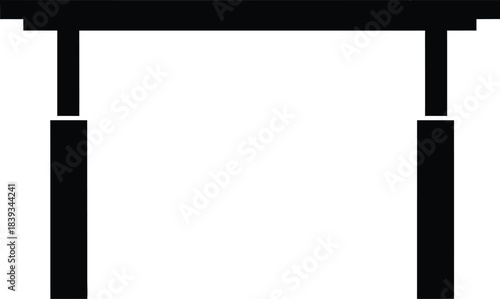 Simple Black Minimalist Standing Desk Vector Icon, Adjustable Height Work Table Graphic